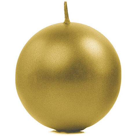 Metallic-Kerze Ball, gold, 6cm (1 Packung / 10 Stück)