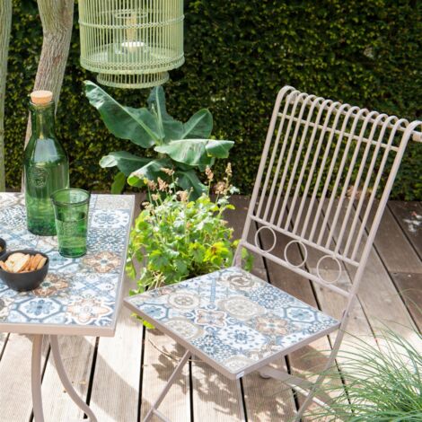 Metallic/Mosaik Stuhl Farbe: braun 45x38x90cm Modell Bistro für den Außeneinsatz
