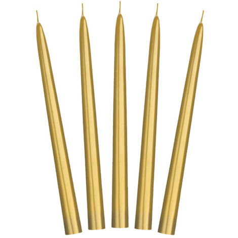 Metallic Stabkerze, gold, 24cm (1 Packung / 10 Stück)