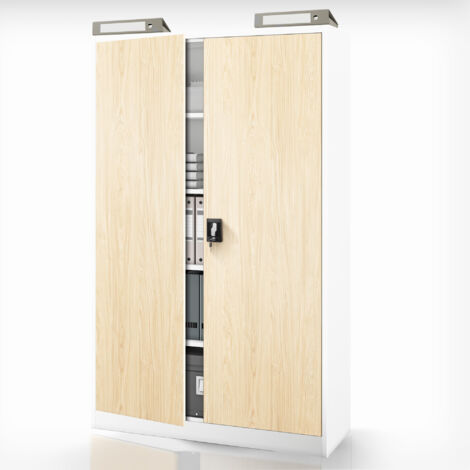 Metallischer Büroschrank für Dokumente JAN II, Eco Design: weiß/Sonoma-Eiche