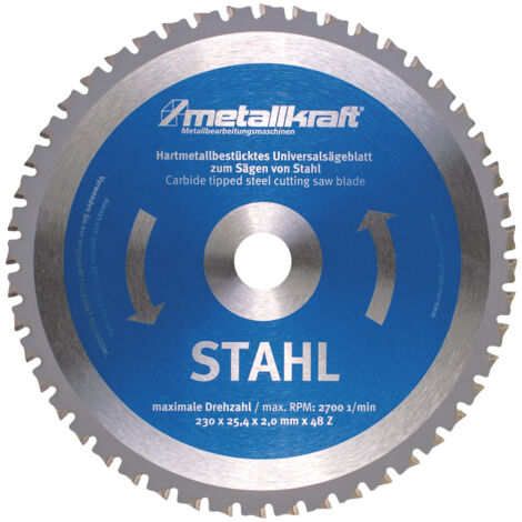 METALLKRAFT 3850231 Ø 230 x 2,0 x 25,4 mm Z48  Sägeblatt für Stahl