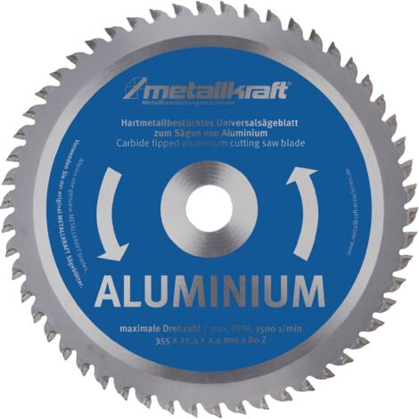 Metallkreissägeblatt Alu.D.355mm B.2,4mm HM Bohrungs-D.25,4mm Z.80