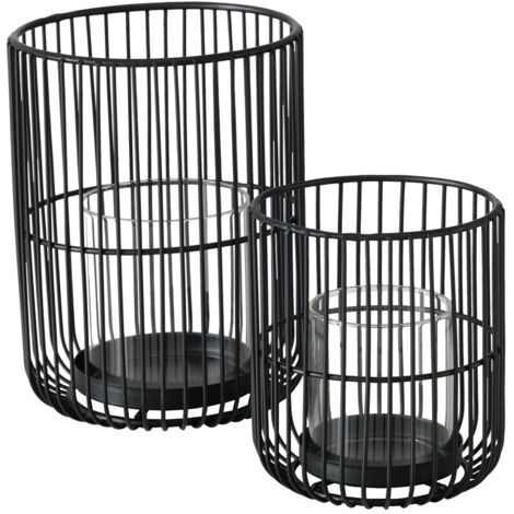 Metalllaterne mit Glaseinsatz 14 - 20 cm CINDY