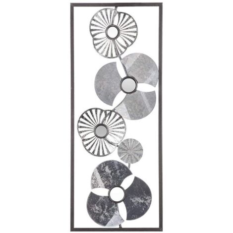 Metallmalerei mit Blumenmotiv, moderne Wanddekoration in Metalltechnik