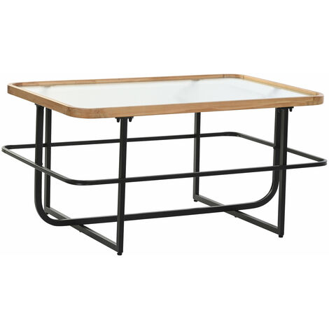 Metallmetall -Kaffeetisch 90x60x46 Schwarzes Metallglasmaterial mehrfarbige Farbfamilie Niedrige Tische Details
