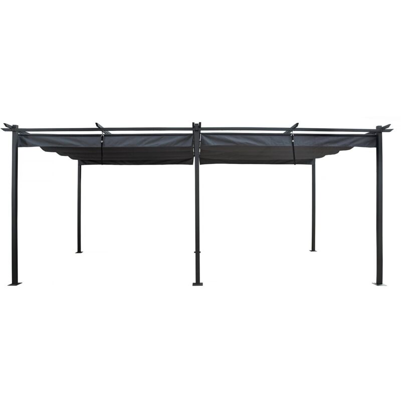 Habitat Et Jardin Metallpergola Mit Ausziehbarem Dach - 3 X 6 M - Anthrazit