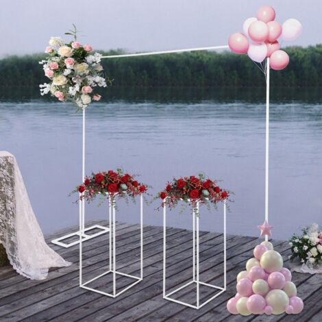 Metallrahmen für Hochzeiten 2 x 2 m, Halterung für weiße Ballons, zwei Halterungen für Hochzeitsblumen 27 x 27 x 80 cm