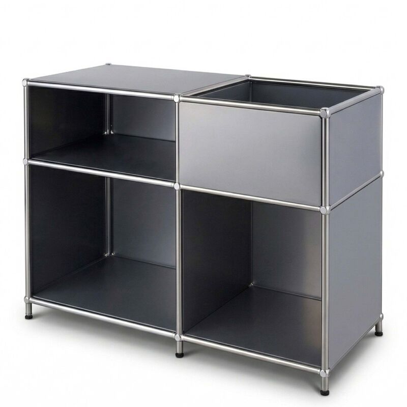 Floordirekt Metallregal Concept Epure Mk-030 Standregal Mit 3 Ablagen & Stauraumfach Grau