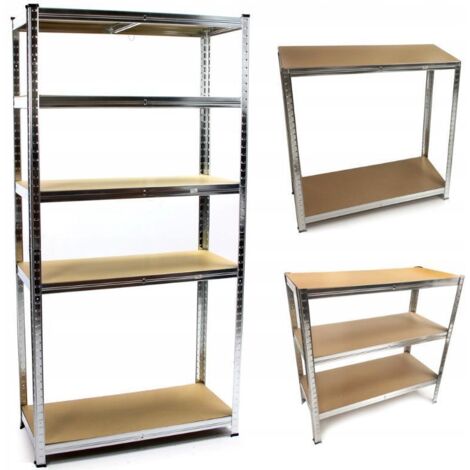 Metallregal mit 5 Böden und Stecksystem 180 × 90 × 40 cm, 4 mm MDF-Einlage, Tragfähigkeit 175 kg, Montageleicht