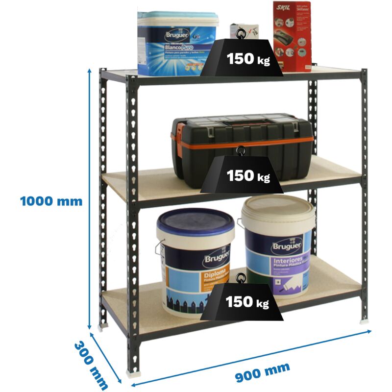 Simonrack Moderne Regal Anthrazit Holz 1000x900x300 mm