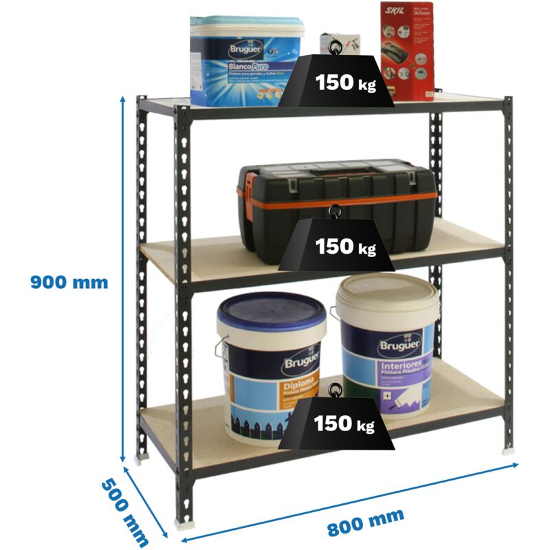 Simonrack Maderclick Mini 3/500 Regal anthrazit Holz