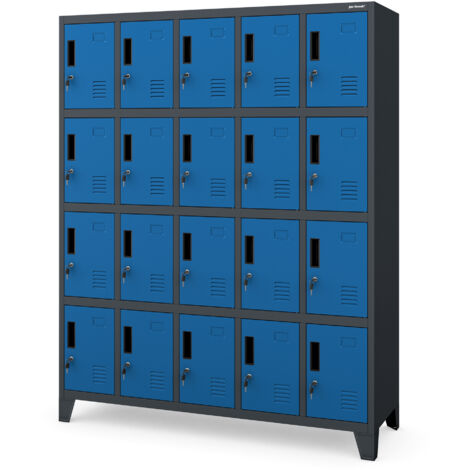 Metallschließfachschrank ROBERT 1360 x 1720 x 450 mm, anthrazit-blau