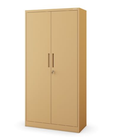 Metallschrank C34 Aktenschrank Werkzeugkschrank Umkleideschrank Spind Flügeltüren Kleiderstange Pulverbeschichtung Metall Abschließbar 185 cm x 90 cm x 45 cm (H x B x T) (Beige)