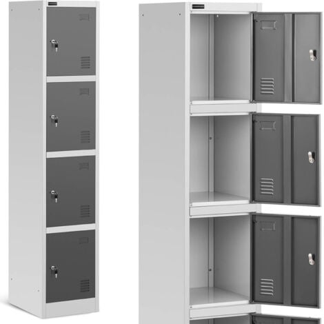 FROMM & STARCK Metallschrank Spindschrank Metallspind abschließbar Schließfachschrank 4-fach - Dunkelgrau, Grau