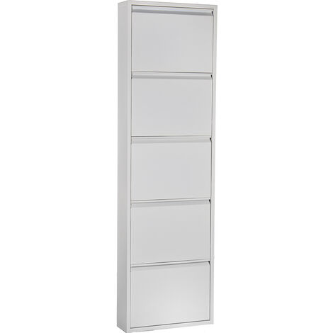 Metallschuhboden mit 5 Matt weißen Schubladen 50x15x170cmpour alle Stile, um dem Zuhause eine Note zu verleihen