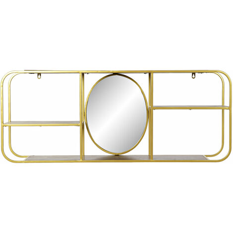 Metallspiegel 100x18x40 Gold Metallschelfmaterial Spiegel Holzfarbe Multicolor -Familienspiegel Details