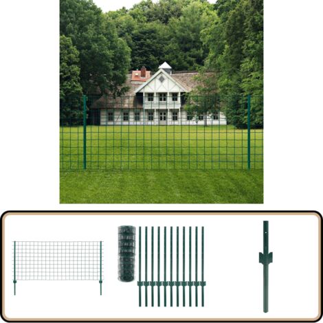 Metallzaun Stahl 20 x 0,8 m Grün - Zaun - Metallzaun - Gartenzaun - Stahltzaun - Grüne Zaun