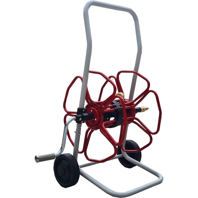 Metalmicanti HS120PE Enrouleur de tuyau d'arrosage pour tuyau d'eau 80 mètres pour 1/2 tuyau avec roues en caoutchouc solide monté pour nettoyeur