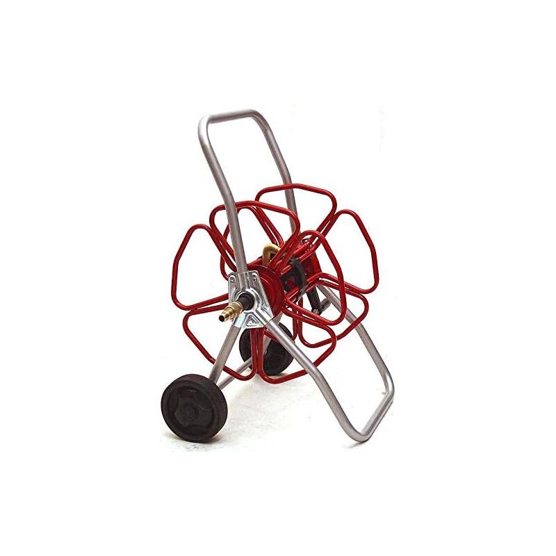 Metalmicanti PC100P Enrouleur de tuyau d'arrosage pour tuyau d'eau 80 mètres pour tuyau 3/8 avec roues en caoutchouc solide monté pour nettoyeur