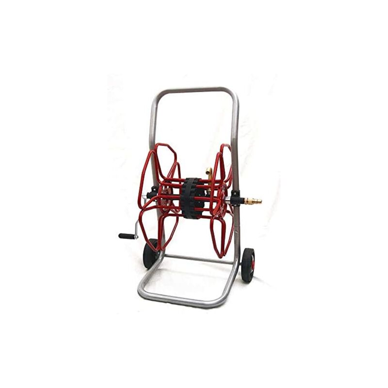 Metalmicanti PC100PE Enrouleur de tuyau d'arrosage pour tuyau d'eau 80 mètres pour tuyau 3/8 avec roues en caoutchouc solide monté pour nettoyeur