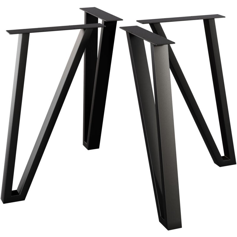 4x pieds de table en acier noir – Design moderne et élégant pour tables basses et de salle à manger 72 cm - Metalopro