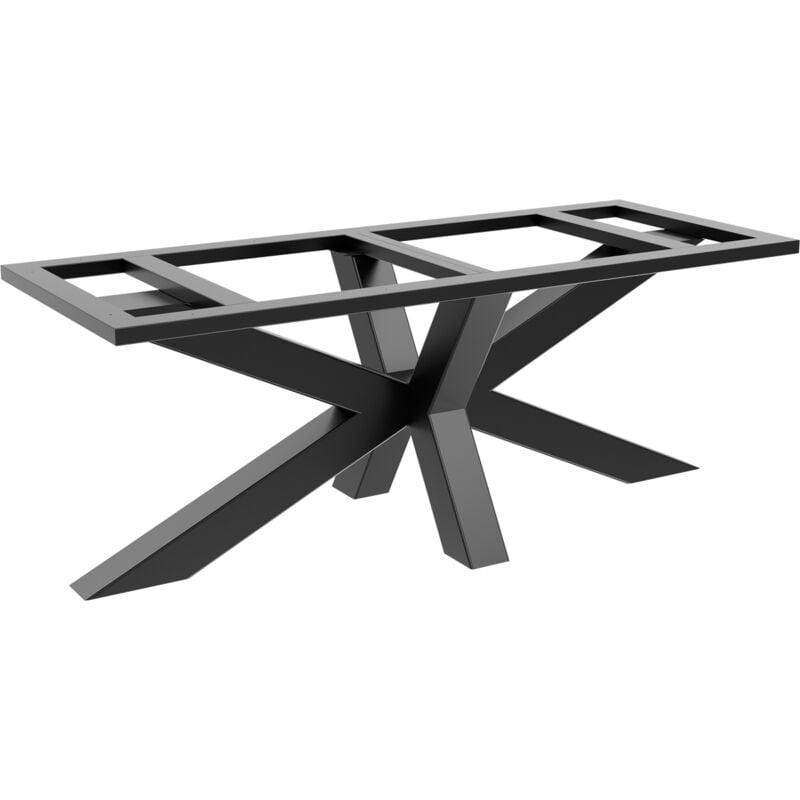 Metalopro - Acamar Frame Extreme – Piétement central robuste en métal noir forme araignée, design industriel en acier pour maison et bureau 200x80x76