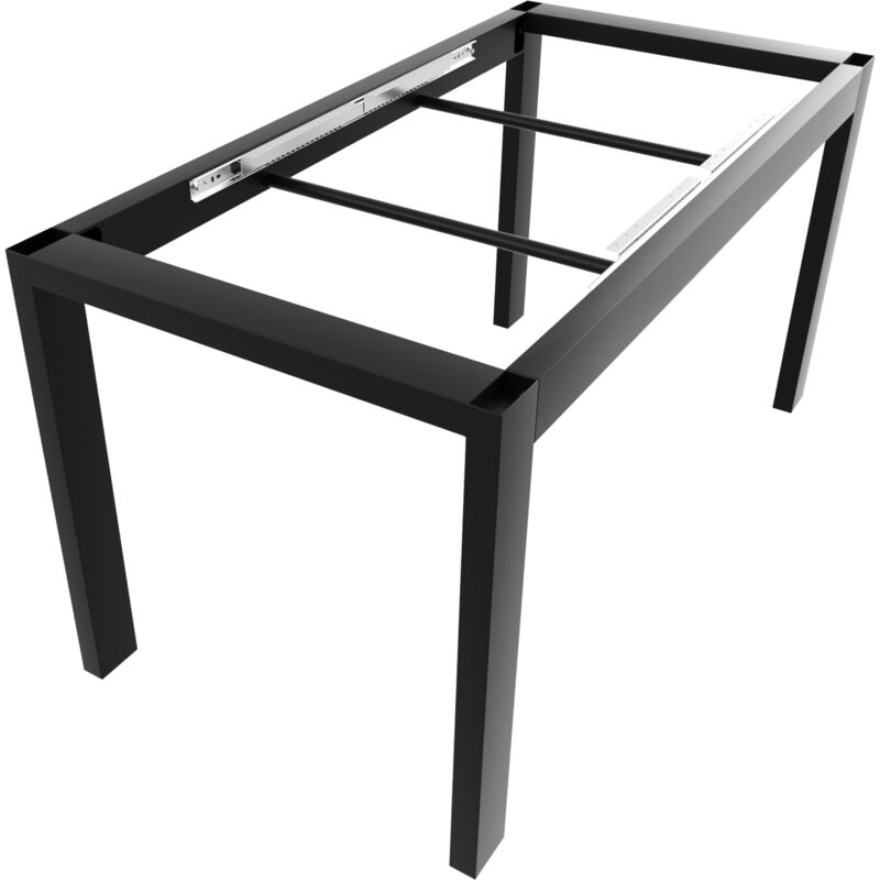 Cadre de table extensible en métal 140x70x72 cm – Pieds stables en acier noir pour table extensible de salle à manger ou cuisine - Metalopro