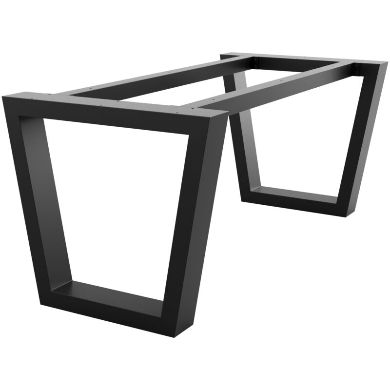 MetaloPro Extreme pieds de table en métal noir forme trapèze – Design industriel robuste pour salon ou bureau 200x80x72 cm