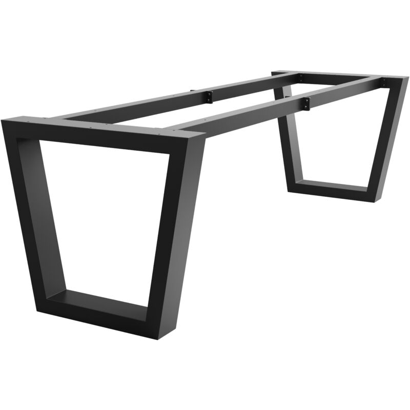 MetaloPro Extreme pieds de table en métal noir forme trapèze – Design industriel robuste pour salon ou bureau 240x80x72 cm