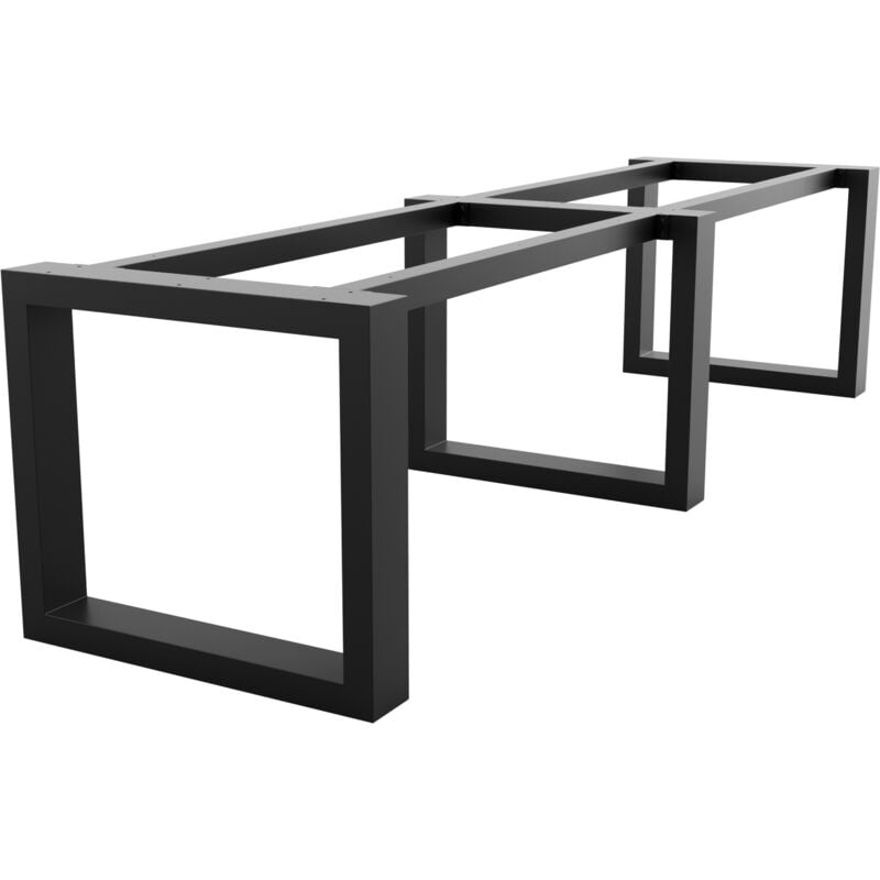 Extreme pieds de table longs en métal noir forme trapèze – Design industriel robuste pour salle à manger, bureau ou salon 72x80x300 cm - Metalopro