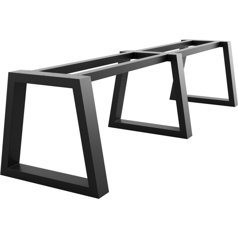 Extreme pieds de table longs en métal noir forme trapèze – Design industriel robuste pour salle à manger, bureau ou salon 72x80x300 cm - Metalopro