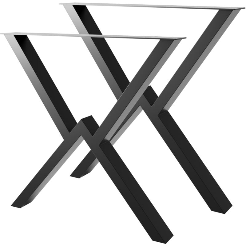 Lot de 2 pieds de table Breda en x – Style industriel en acier revêtu par poudre, design minimaliste et moderne 72 cm - Metalopro