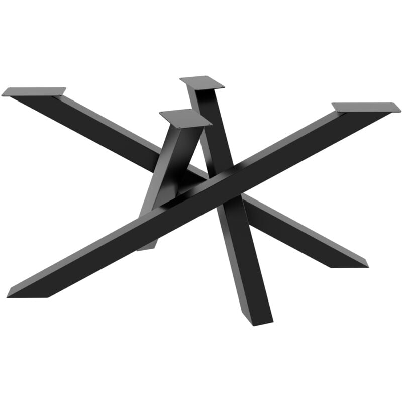 Mikado – Piétement de table design croisé en acier noir, structure métallique stable pour table à manger, de conférence ou de bureau 140x70x72 cm