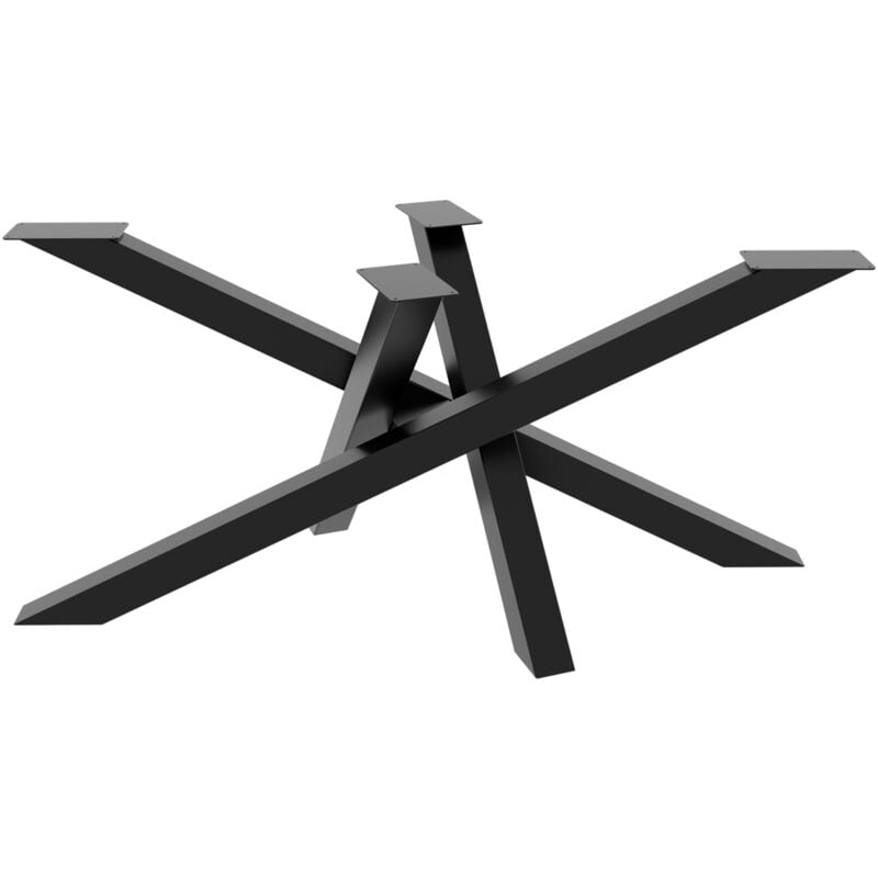 Mikado – Piétement de table design croisé en acier noir, structure métallique stable pour table à manger, de conférence ou de bureau 160x70x72 cm