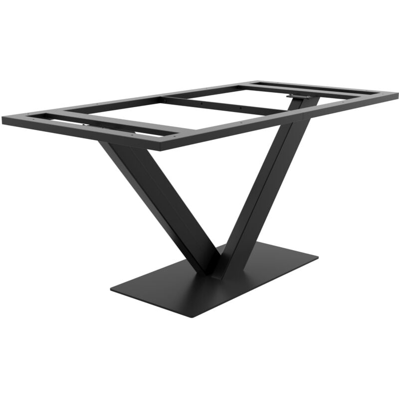 Pied de table en métal noir design v – Style industriel en acier poudré avec vis et patins, parfait pour table à manger ou bureau - Metalopro