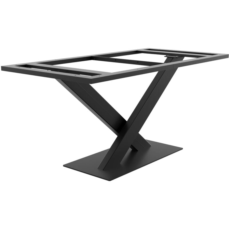 MetaloPro pieds de table en métal noir design X – Structure en acier robuste avec vis et patins pour table à manger, bureau ou salon