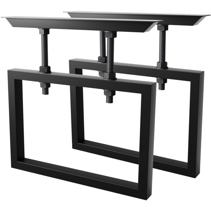 Pieds de table en métal noir eta – Lot de 2 pieds robustes pour table basse, salle à manger, bureau 72 cm - Metalopro