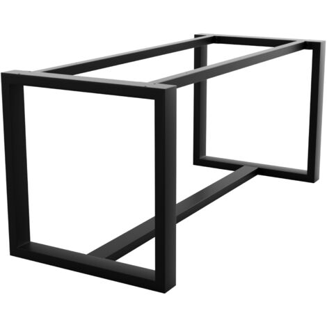 MetaloPro pieds de table en métal noir forme trapèze – Acier robuste avec vis et patins pour table basse, salle à manger, salon 120x70x72 cm