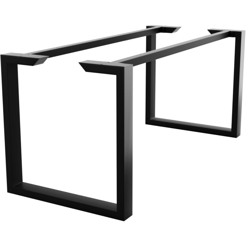 Pieds de table en métal noir forme trapèze – Acier robuste avec vis et patins pour table basse, salle à manger, salon 180x70x72 cm - Metalopro