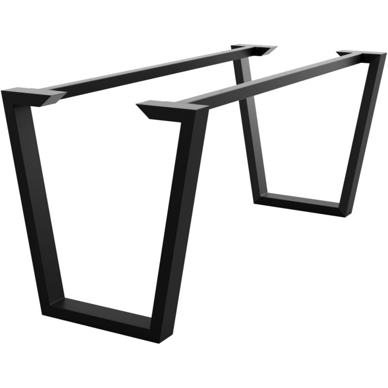 Pieds de table en métal noir forme trapèze – Acier robuste avec vis et patins pour table basse, salle à manger, salon 160x70x72 cm - Metalopro