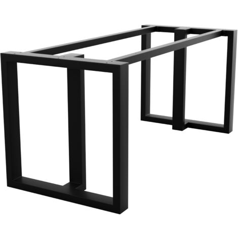 MetaloPro pieds de table en métal noir forme trapèze – Acier robuste avec vis et patins pour table basse, salle à manger, salon 130x70x72 cm