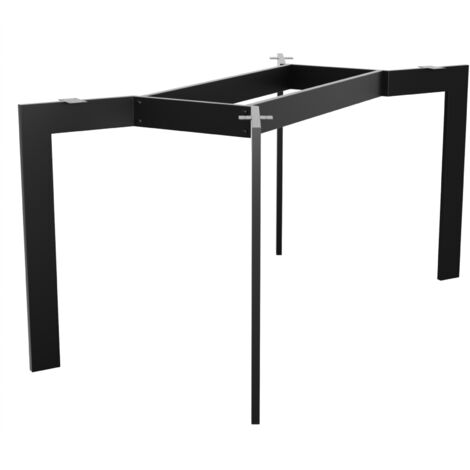 MetaloPro pieds de table en métal noir forme trapèze – Acier robuste avec vis et patins pour table basse, salle à manger, salon 140x70x72 cm