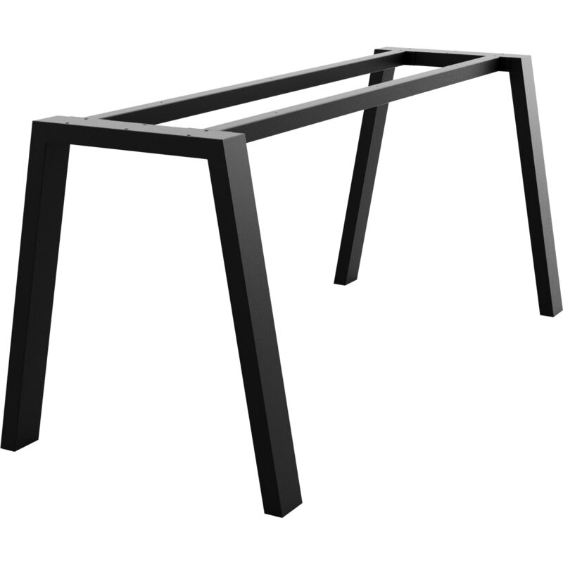 Pieds de table en métal noir forme trapèze – Structure en acier durable avec vis et patins pour table basse, salle à manger, salon 140x70x72 cm