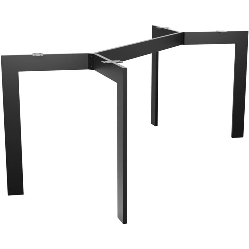 Pieds de table en métal noir forme trapèze – Structure en acier durable avec vis et patins pour table basse, salle à manger, salon 120x70x72 cm