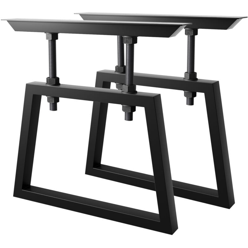 Pieds de table en métal noir nemesis – Lot de 2 pieds robustes pour table basse, salle à manger, bureau 72 cm - Metalopro