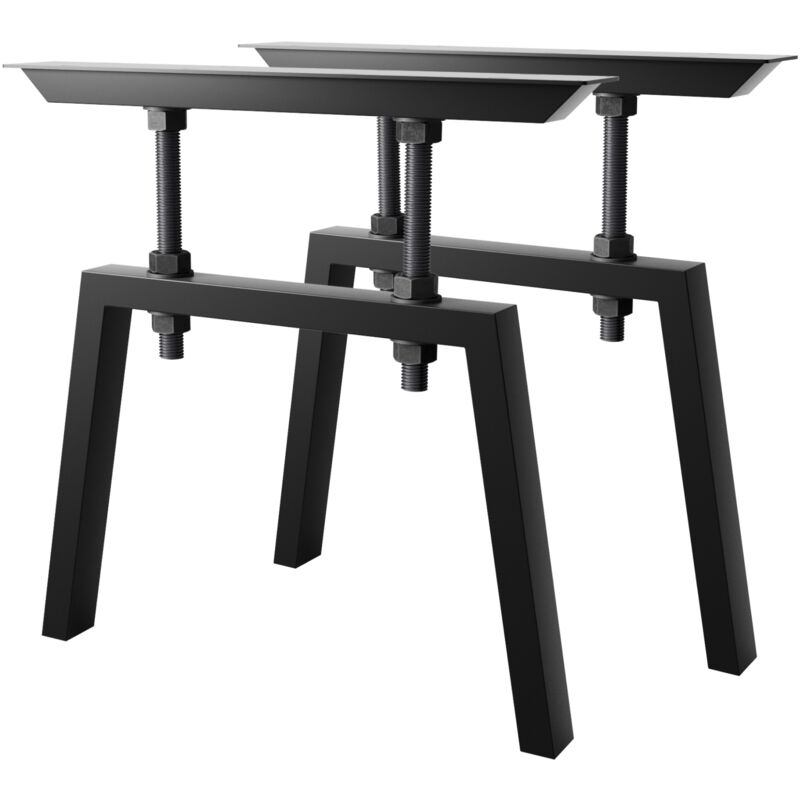 MetaloPro pieds de table en métal noir THUSIA – Lot de 2 pieds robustes pour table basse, salle à manger, bureau 72 cm