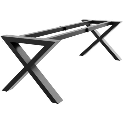 MetaloPro Tischbein Belaga Extreme – Schwarzes Robustes Metallgestell In X-Form Im Industrial-Stil Für Zuhause Und Büro Im Modernen Loft-Design - 240x80x72cm