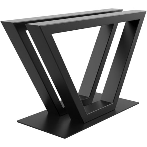 MetaloPro Tischbein Mintaka – Schwarzes V-Gestell Aus Metall Mit Bodenschonern Für Ess-, Arbeits- Und Konferenztische