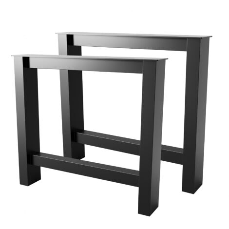 MetaloPro Tischbeine Etamin Lite Extreme A – Schwarze Robuste Tischbeine Aus Stahl In Rechteckiger Form Mit Minimalistischem Industrial-Design Und Matt Schwarzer Oberfläche