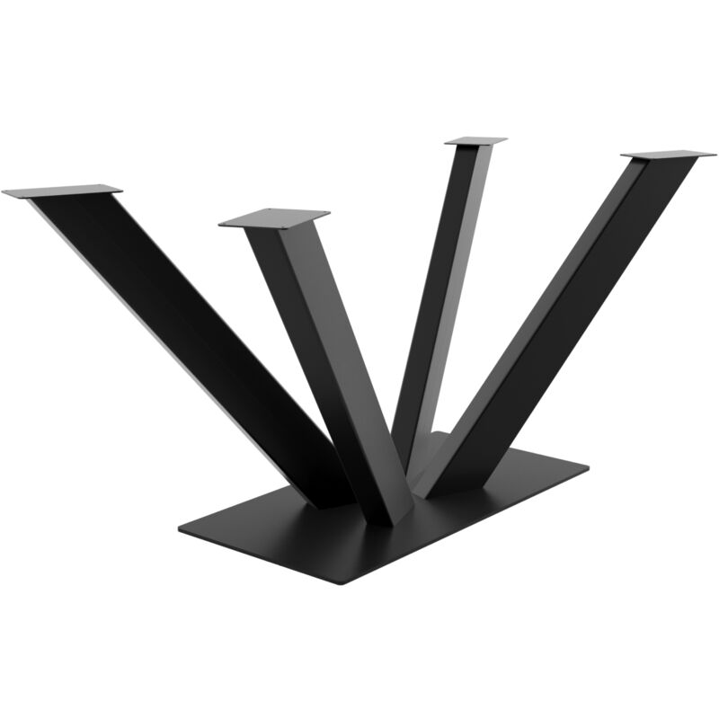 MetaloPro V cadre de table en métal noir – Pieds robustes en acier moderne avec protège-sol, parfait pour salon ou salle à manger